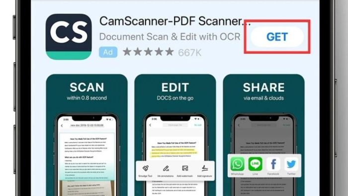 Hướng dẫn bước 1 quét tài liệu trên iPhone bằng CamScanner