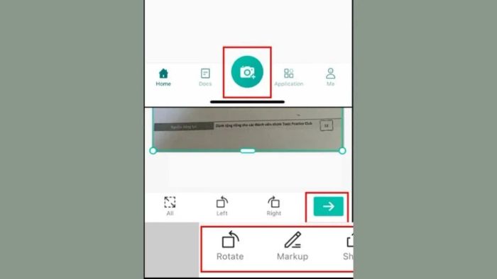 Hướng dẫn bước 2 quét tài liệu trên iPhone bằng CamScanner