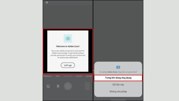 Hướng dẫn bước 1 quét tài liệu trên iPhone bằng Adobe Scan