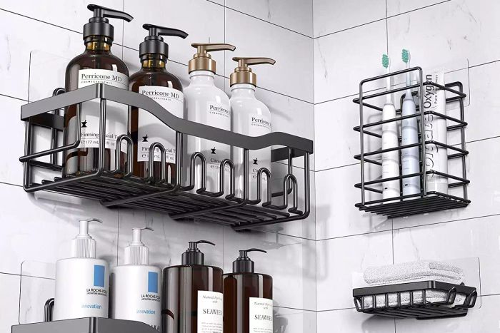 EUDELE 5-Pack Shower Caddy, Adhesive Bathroom Organizer