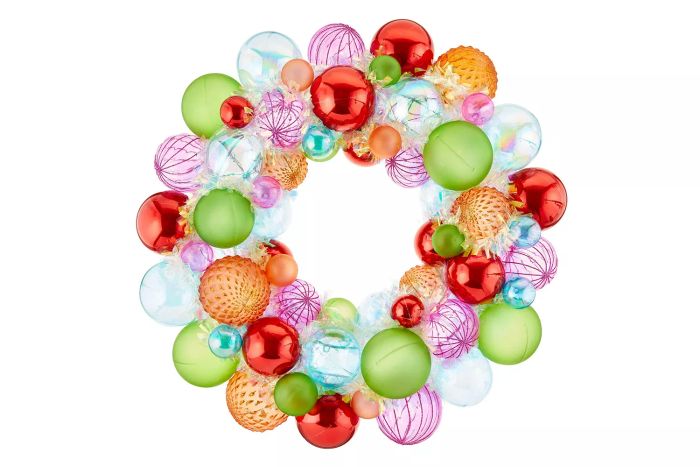 Holiday Time Multicolor Ornament Christmas Wreath