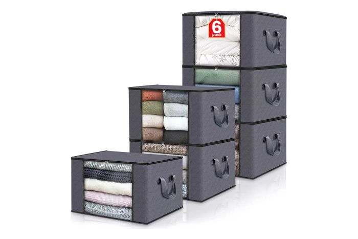Amazon Fab Totes 6-Pack Clothes Storage, Foldable Blanket Storage Bags