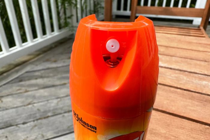 Close-up of OFF! FamilyCare Insect Repellent II (5% picaridin) spray nozzle