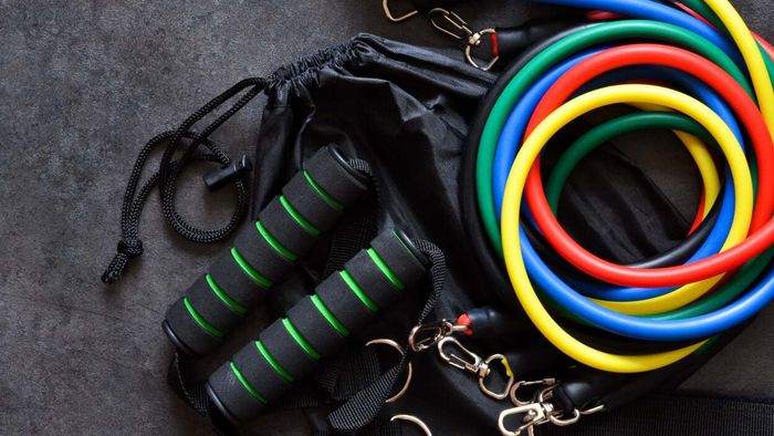 Vibrant resistance bands with handles