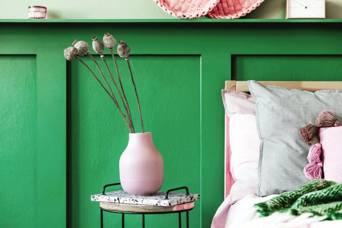 bedroom adorned in emerald green