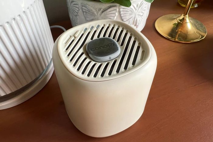 A close-up view of the Canopy Waterless Diffuser placed on a wooden table