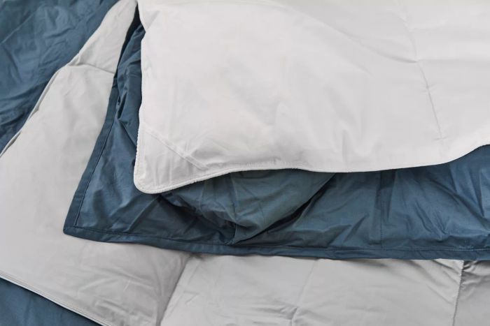 stacked duvet corners neatly arranged
