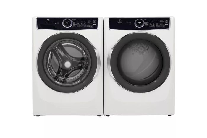 Electrolux ELFW7537AW 4.5 cu. ft. High-Efficiency Stackable Front Load Washer paired with ELFG7537AW 8 cu. ft. Stackable Steam Cycle Gas Dryer