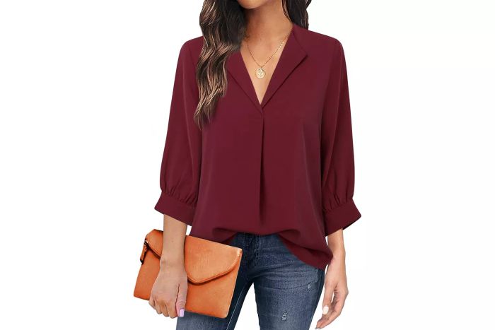 Unixseque Women's Casual Chiffon V-Neck Blouse