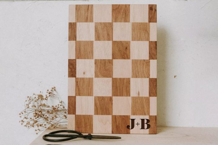 Timbermade Shop Personalized Checkerboard Butcher Block