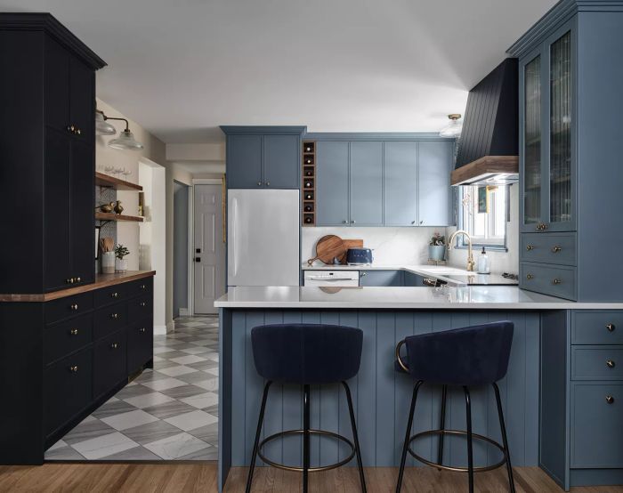 blue-themed kitchen