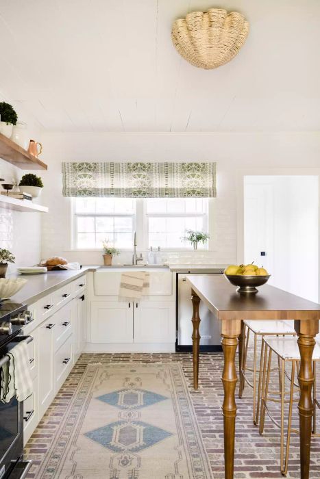 Vintage Work Table in a Compact Kitchen