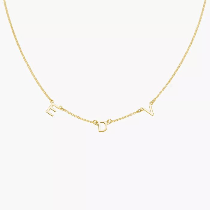 Oak and Luna gold necklace with name initials