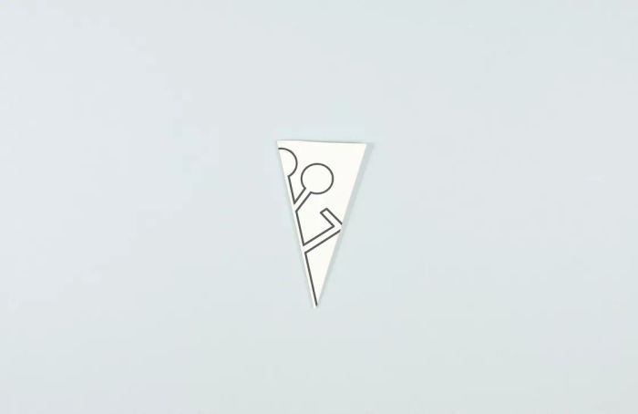 Folded triangle featuring a sketched pattern