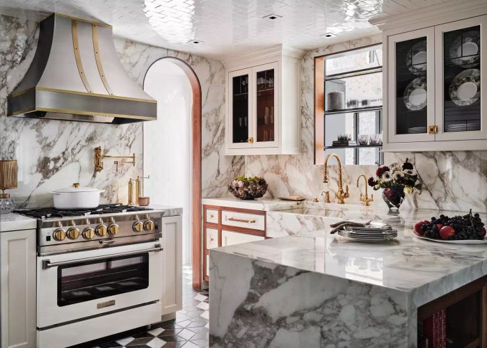marble-themed kitchen