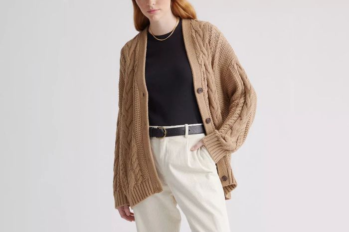 Quince 100% Organic Cotton Oversized Cable Cardigan