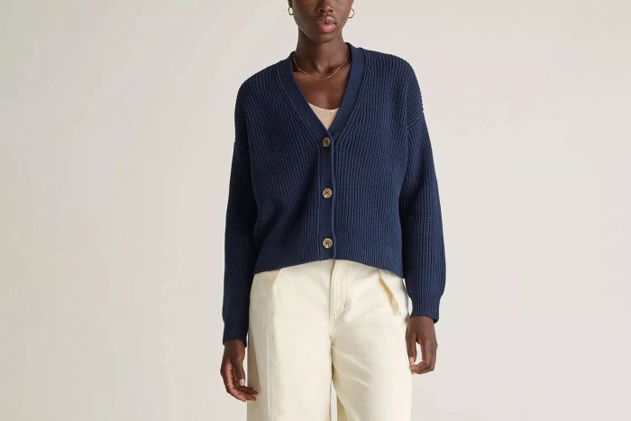 Quince 100% Organic Cotton Fisherman Boxy Cropped Cardigan