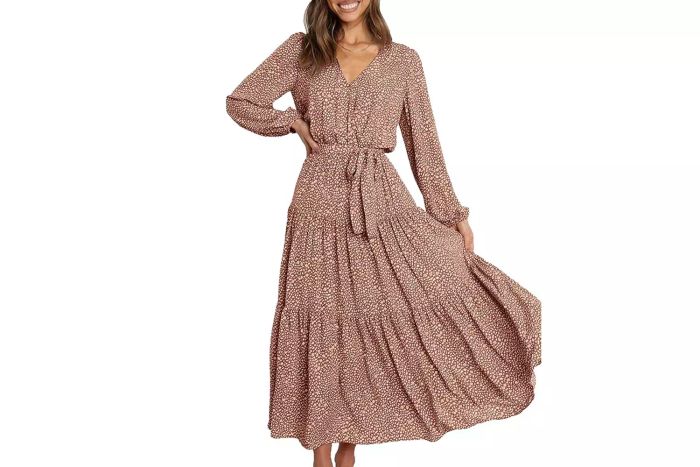 PRETTYGARDEN Women's Fall Long Sleeve Wrap V-Neck Ruffle Floral Maxi Dress with Tie Waist, Boho Chiffon Flowy Long Dress