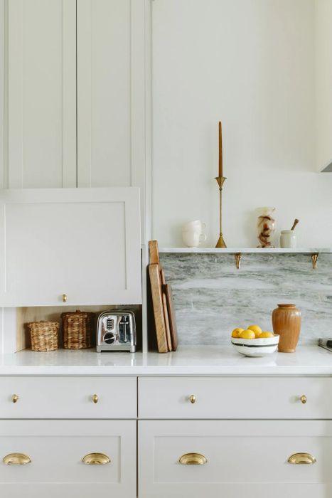 small kitchen with built-in appliance garage