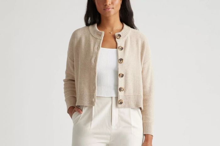 Quince 100% Organic Cotton Cropped Cardigan