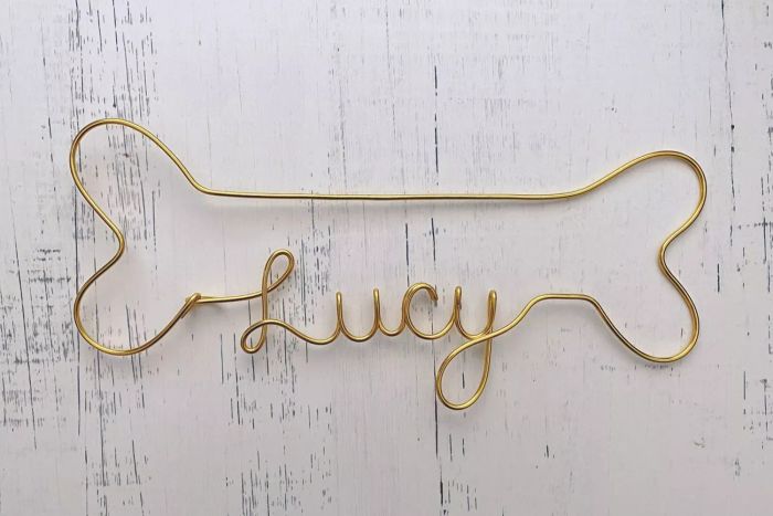 Etsy Wonder Wire Design Personalized Dog Bone Name Sign