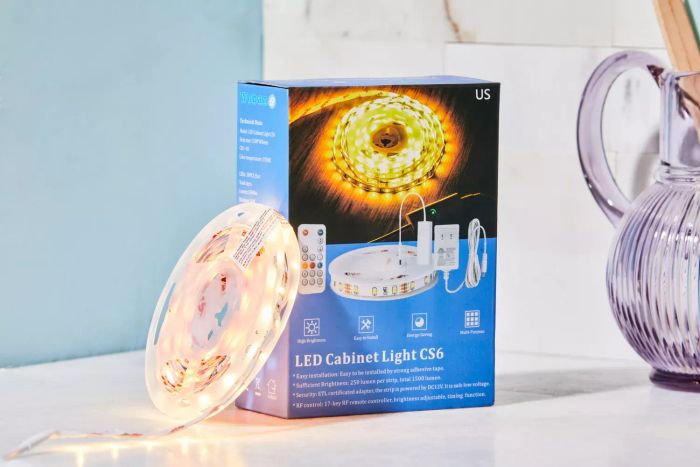 Wobane Under-Cabinet LED Lighting Kit installed on a kitchen countertop