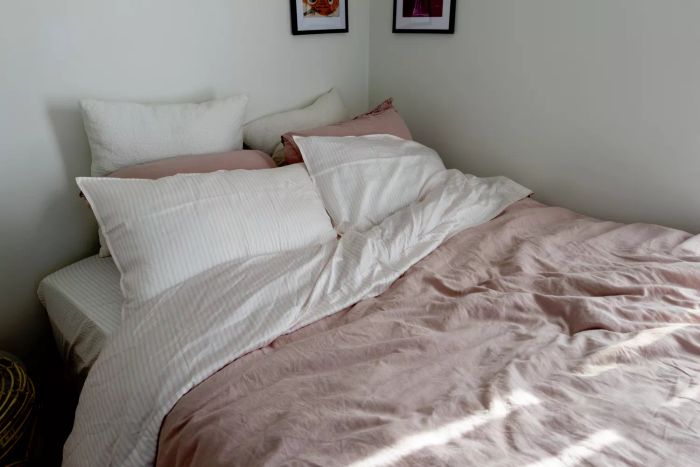 The Buffy Breeze Sheet Set laid out on a bed