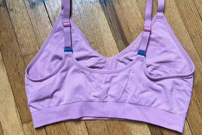 Bombas Ribbed Seamless Bralette lying flat on the floor, facing down