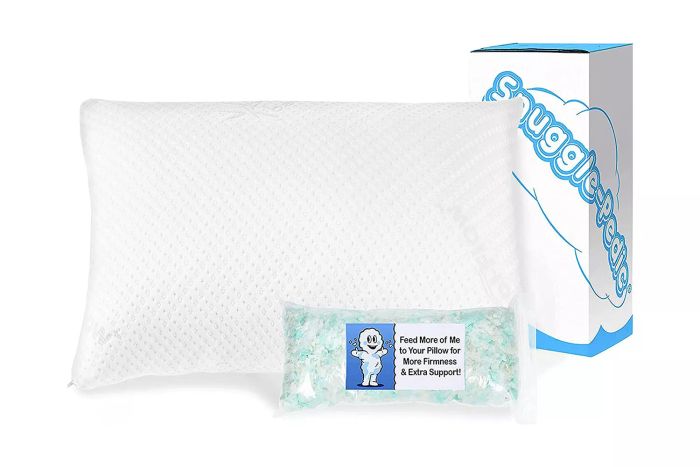 Snuggle-Pedic Adjustable Gel Cooling Pillow - Shredded Memory Foam Pillow for Side, Stomach & Back Sleepers - Maintains Shape - Ideal for College Dorm Rooms