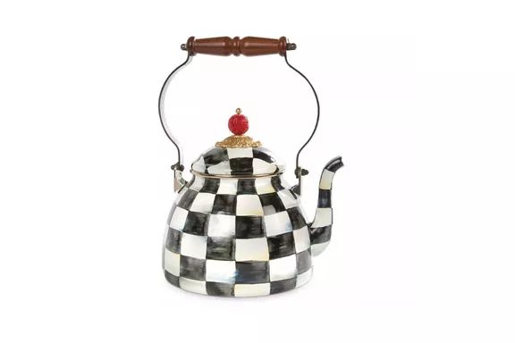 Courtly Check Enamel Tea Kettle, 2-Qt. by Mackenzie-Childs