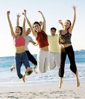 Teenagers Leaping
