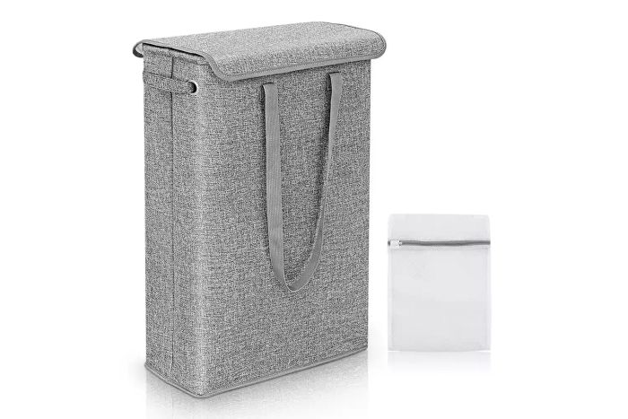Sawake Slim Collapsible Waterproof Lining Foldable Laundry Hamper