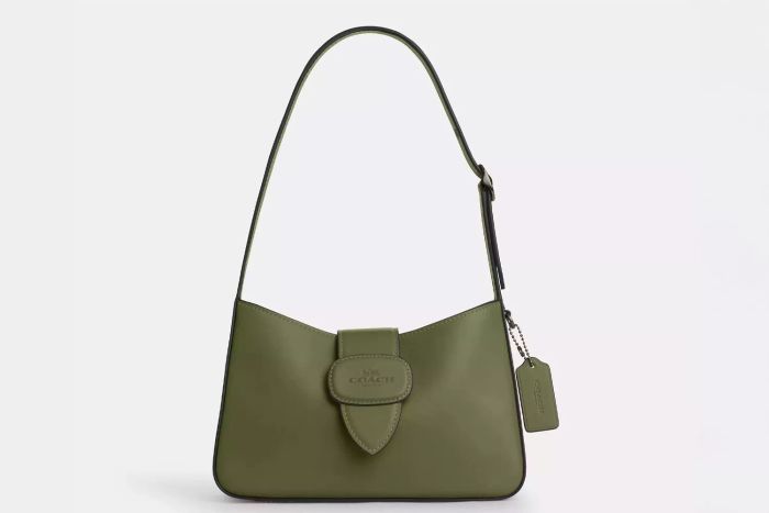 Coach Outlet Eliza Shoulder Bag Leather Covered Closure in Military Green