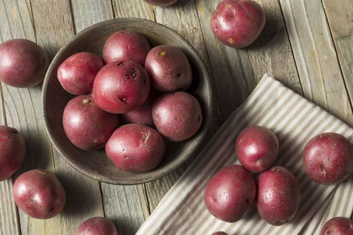 Fresh Raw Red Organic Potatoes, Ready for Cooking