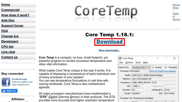 Hướng dẫn kiểm tra nhiệt độ CPU bằng Core Temp - Bước đầu tiên