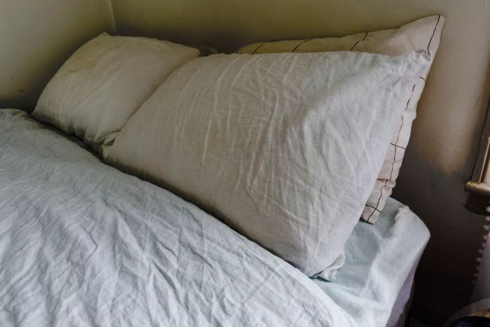 Two Coop EdenCool+ Adjustable Pillows placed on a bed