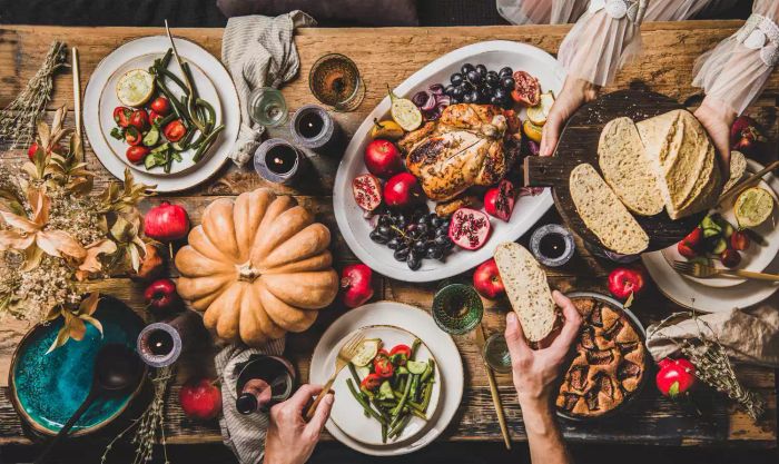A Thanksgiving table set for just two