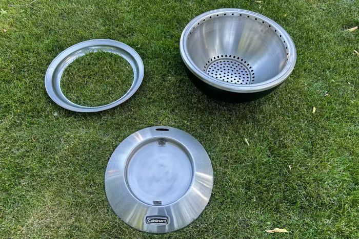 The components of the Cuisinart COH-800 Cleanburn Smokeless 24 Inch Fire Pit