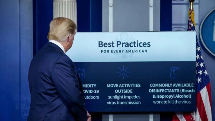 The president didn't exactly suggest injecting bleach, but he did wonder if it might be effective—out loud and in front of cameras. In doing so, he demonstrated why it's dangerous to rely solely on intuition when extrapolating from scientific research.