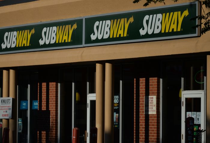 The outside view of a Subway restaurant
