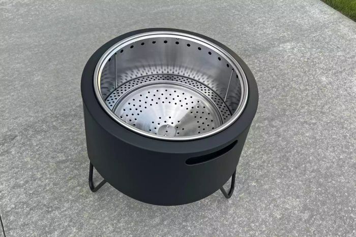 The interior of the Tiki Social Smokeless Fire Pit shown before use