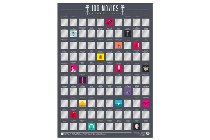 Gift Republic 100 Movies Bucket List Poster, One Size, Black for Study Room