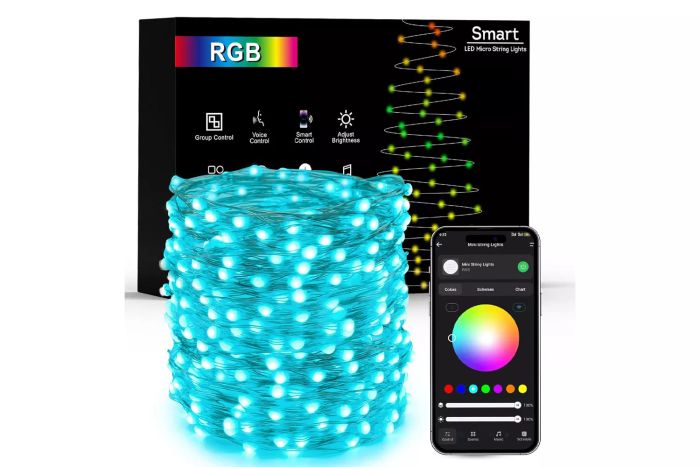 Brizled Smart Fairy Lights, 66FT 200 LED WiFi-enabled Christmas Lights, App-controlled RGB Color-Changing Mini String Lights, Dimmable, Music Sync Rainbow Decorations for Xmas Tree, Works with Alexa & Google Home