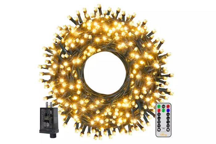 Ollny 400LED 132FT Christmas Tree Lights, Remote-Controlled Plug-in Lights with Timer