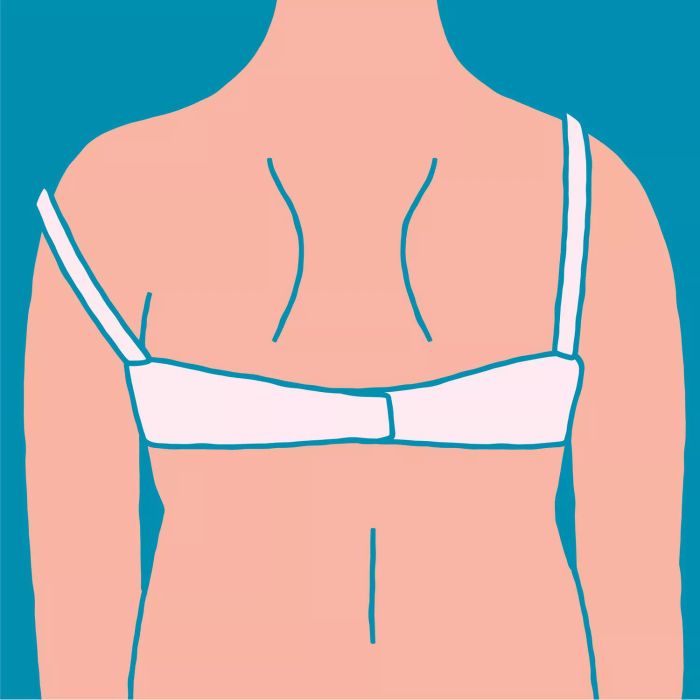 An illustration of a person wearing a bra with loose straps sliding off the shoulders.