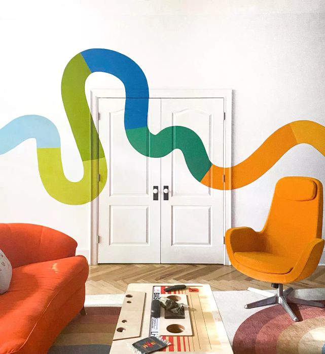 hand-painted mural accent wall