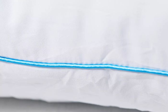 A close-up view of the seam on the Linenspa Shredded Memory Foam Pillow