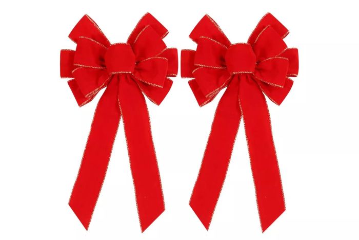 2-Pack Red Christmas Bows for Outdoor Decorations