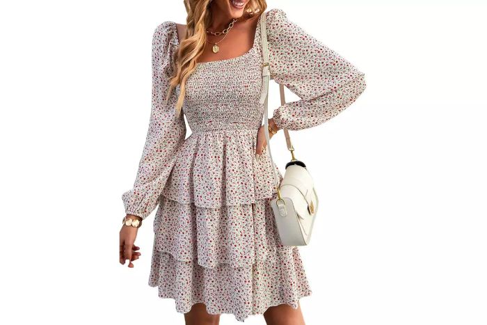 BTFBM Square Neck Smocked Dress