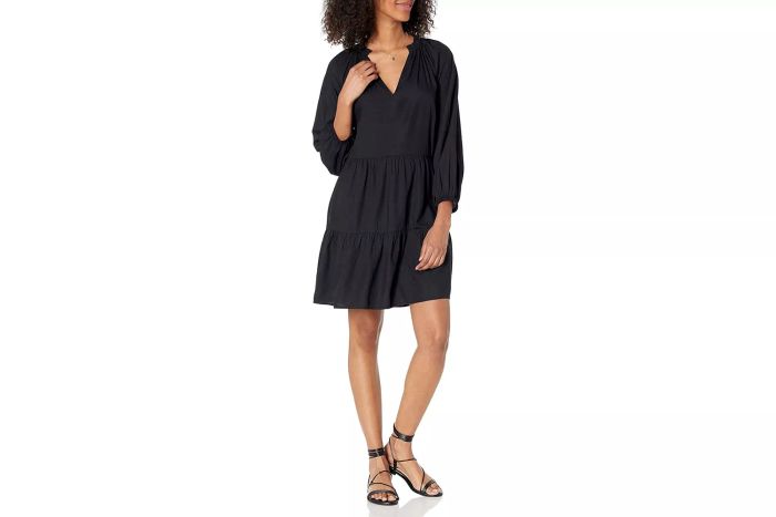 The Drop Ruffle-Neck Tiered Mini Dress